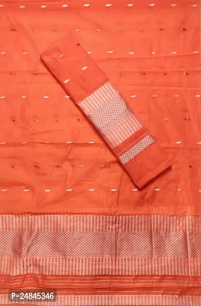 Elegant Orange Cotton Blend Woven Design Mekhela Chador Saree with Blouse piece For Women-thumb2
