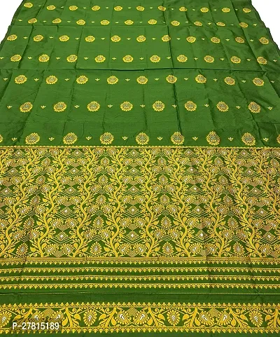Elegant Pgreen Silk Blend Woven Design Mekhela Chador Saree with Blouse piece For Women-thumb3