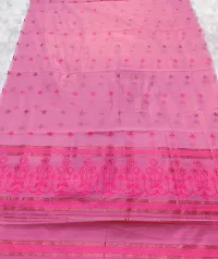 Elegant Pink Cotton Blend Woven Design Mekhela Chador Saree with Blouse piece For Women-thumb1