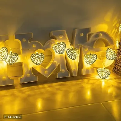 ZONSHRICK Metal Heart LED Light 16 Lamps, String Lights Outdoor or Indoor, Decoration for Christmas,Diwali, Birthday, Festival, Wedding,Party for Home,Restaurants,(Warm White)(Golden Heart)-thumb5