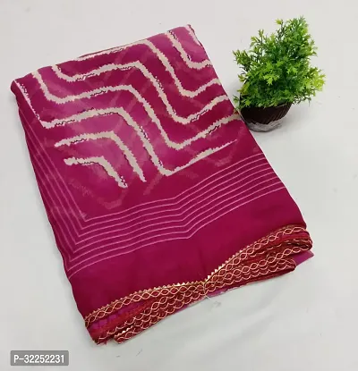 Stylish Pink Georgette Saree With Blouse Piece For Women-thumb0