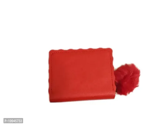 Women's Mini Square Wallet with Pom Pom | Designer Hand Purse for Girls  Women,set of 1 (Red)-thumb3