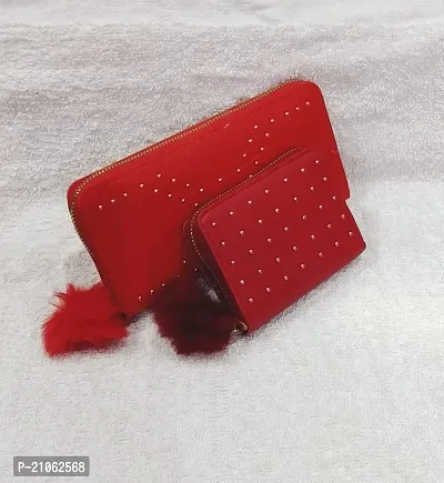 Combo of 2 Wallet  , Long Wallet with small dot Wallet, |Wallet with Multiple Card holder , Dot design may very,Red-Red