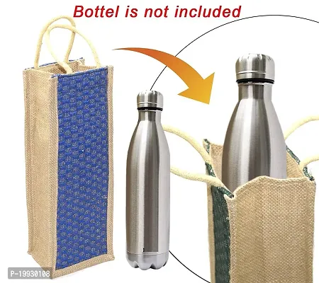 Jute Water Bottle Covers Eco-Friendly  Carry Bags with Reinforced Handles.Multicolour,Set of 2-thumb3