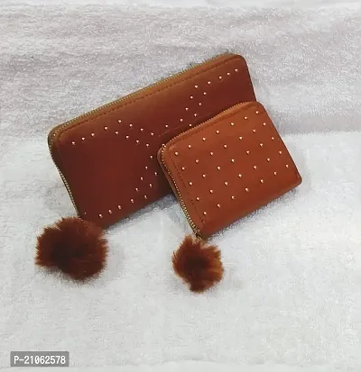 Combo of 2 Wallet  , Long Wallet with small dot Wallet, |Wallet with Multiple Card holder , Dot design may very,Brown-Brown