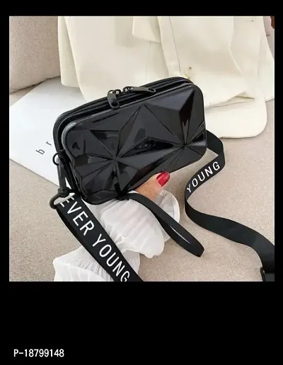 Stylish Black PU Sling Bags For Women-thumb0