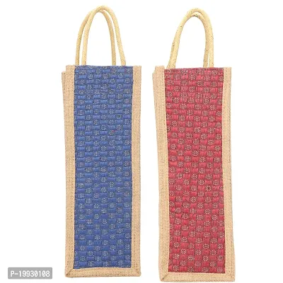 Jute Water Bottle Covers Eco-Friendly  Carry Bags with Reinforced Handles.Multicolour,Set of 2-thumb0