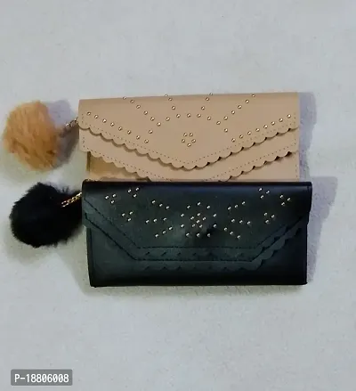 Perfect Combo Of  2 Double Flap Women Hand Clutch Wallet Purse