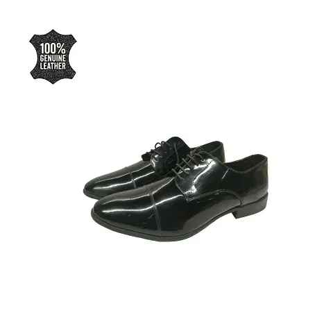 Stylish Genuine Leather Formal Black Lace Up Shoes For Men