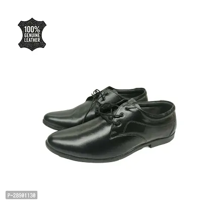 Stylish Genuine Leather Formal Black Lace Up Shoes For Men-thumb0