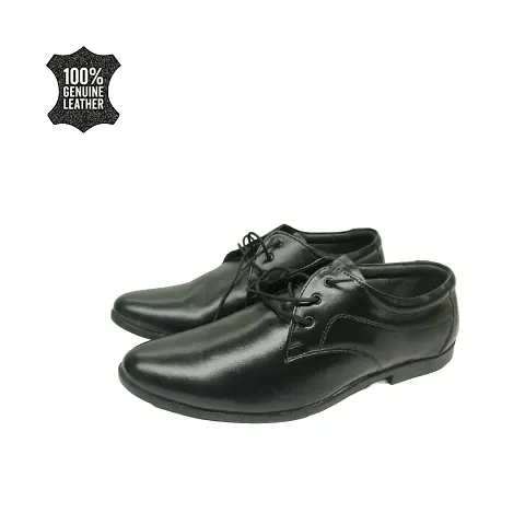 Stylish Genuine Leather Formal Black Lace Up Shoes For Men