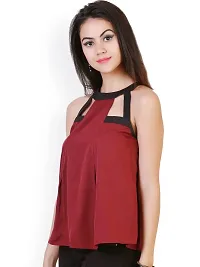 Belle Fille Women's Regular Fit Extended Sleeves Round Neck Maroon Coloured Georgette Top | BFT-2347-P-thumb1