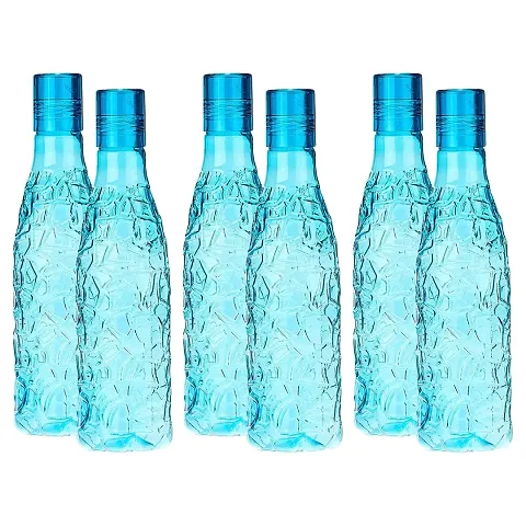 Kuber Industries BPA-Free Plastic Water Bottle | Leak Proof, Firm Grip, 100% Food Grade Plastic Bottles | For Home, Office, School & Gym | Unbreakable, Freezer Proof, Fridge Water Bottle | Pack of 6 - Blue
