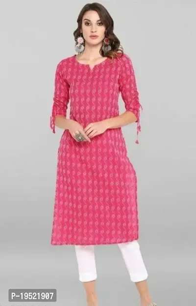 Women Stylish Cotton Printed Straight Kurta-thumb0