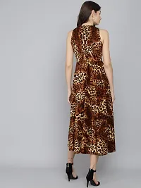 Women Tiger Print velvet Long dress-thumb2
