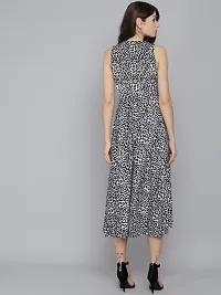 Stylish Animal Print A-line Velvet Dress-thumb3