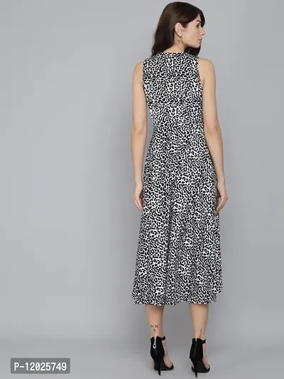 Stylish Animal Print A-line Velvet Dress-thumb4