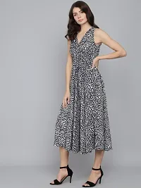 Stylish Animal Print A-line Velvet Dress-thumb4