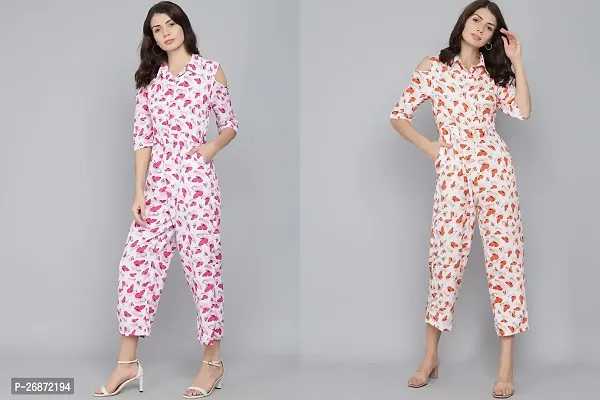 Women Butterfly Printed Jumpsuit - Jumpsuit For Women-Pack of 2-thumb0