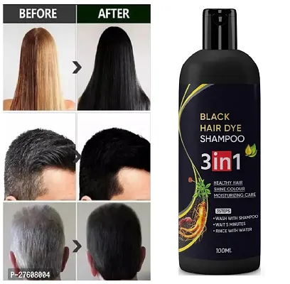 Black Hair Dye Shampoo 3 In 1 Shampoo 100ml , For Shine Hair  Moisturizing Care Healthy Hair 3 Steps-200ml(Pack of 2pcs)-thumb2