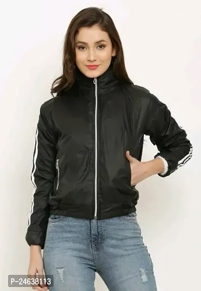Stylish Designer Women Jackets  In Side Fur --BLACK-thumb0