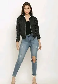 Stylish Designer Women Jackets  In Side Fur --BLACK-thumb1