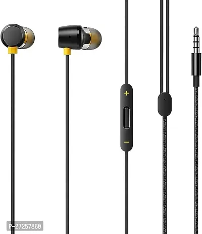 Stylish Black Wired Earphones With Extra Bass Driver