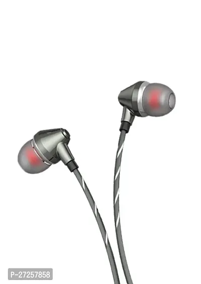 Stylish Grey Wired Earphones With Extra Bass Driver