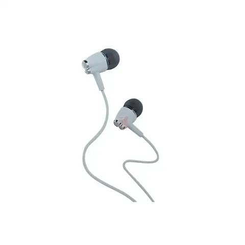 Stylish White Wired Earphones With Extra Bass Driver