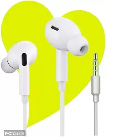 Stylish White Wired Earphones With Extra Bass Driver