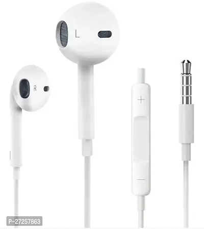 Stylish White Wired Earphones With Extra Bass Driver