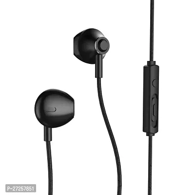 Stylish Black Wired Earphones With Extra Bass Driver