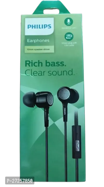 Stylish Black Wired Earphones With Extra Bass Driver