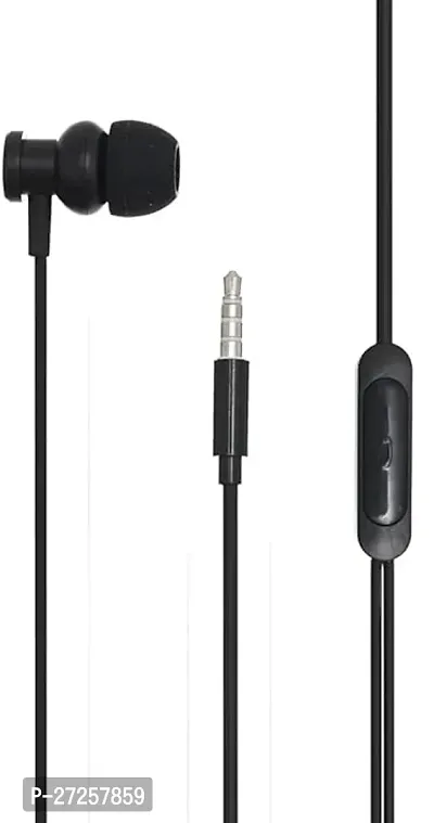 Stylish Black Wired Earphones With Extra Bass Driver