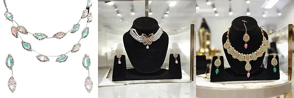 Combo Of 3 Metal American Diamond Necklace Sets