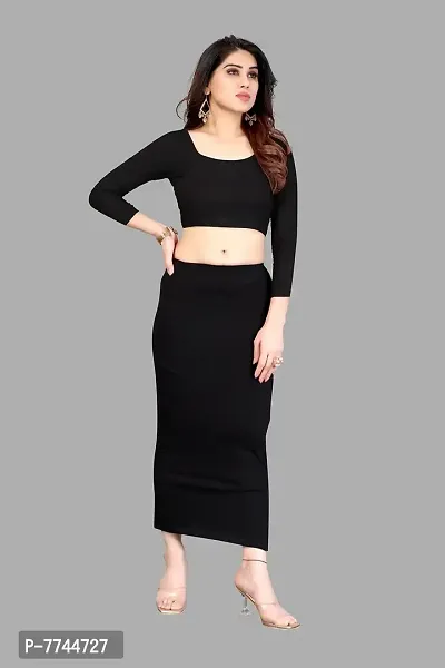 VJ Fashion Saree Shapewear, Petticoat, Skirts for Women, Cotton Blended Shape Wear for Saree_Freesize Black-thumb2