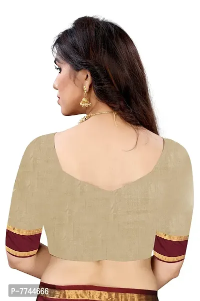 VJ FASHION Woven Cotton Silk Saree With Blouse Piece_Freesize_Beige-thumb5