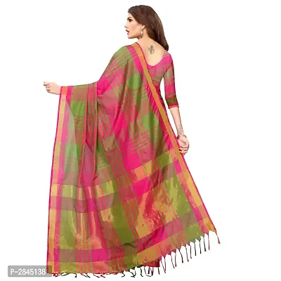 Multicoloured Cotton Silk Striped Saree with Blouse piece-thumb2