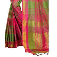 Multicoloured Cotton Silk Striped Saree with Blouse piece-thumb2