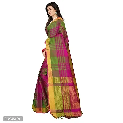 Multicoloured Cotton Silk Solid Saree with Blouse piece-thumb2