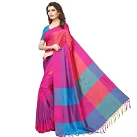 Pink Cotton Silk Solid Saree with Blouse piece-thumb1