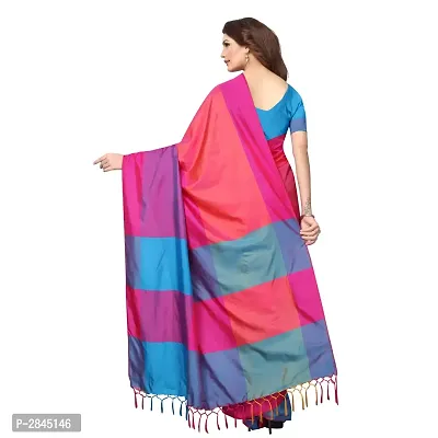 Pink Cotton Silk Solid Saree with Blouse piece-thumb3