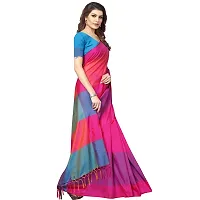 Pink Cotton Silk Solid Saree with Blouse piece-thumb3