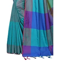 Blue Cotton Silk Solid Saree with Blouse piece-thumb1