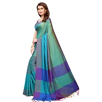 Blue Cotton Silk Solid Saree with Blouse piece-thumb2