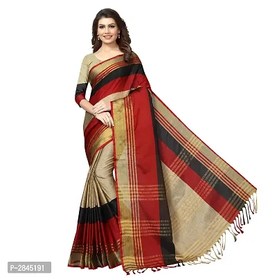 Multicoloured Cotton Silk Solid Saree with Blouse piece-thumb0