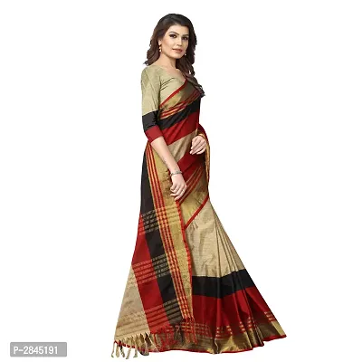 Multicoloured Cotton Silk Solid Saree with Blouse piece-thumb4