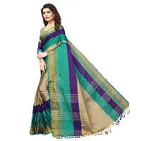 Multicoloured Cotton Silk Striped Saree with Blouse piece-thumb3