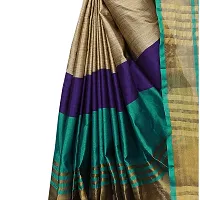 Multicoloured Cotton Silk Striped Saree with Blouse piece-thumb4