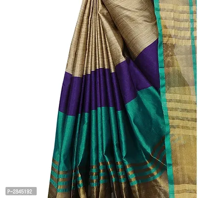 Multicoloured Cotton Silk Striped Saree with Blouse piece-thumb5